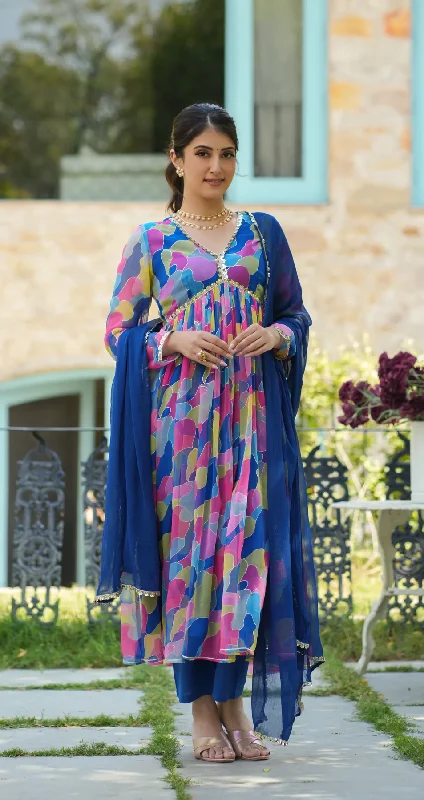 Women's Party Wear Printed Kurta Pant And Dupatta - Xomantic Fashion Formal Dress Pants Women's Party Wear Printed Kurta Pant And Dupatta - Xomantic Fashion Formal Dress Pants