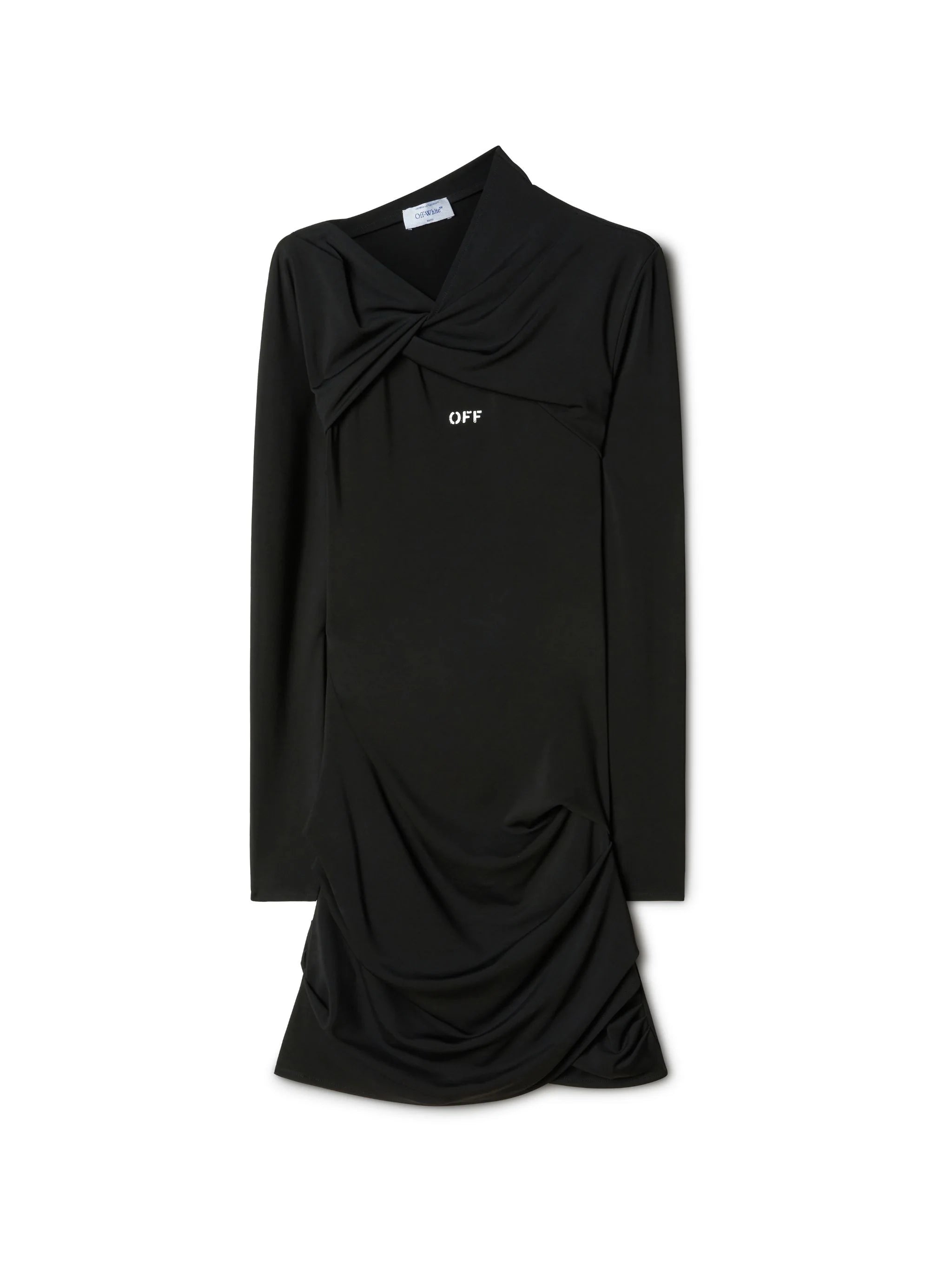 Off White Women Fluid Jer Twist Mini Dress Black White Elegant Satin Mini Dress