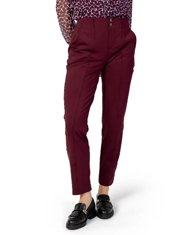 Street One  Womens Slim Fit Casual Pants in Burgundy Fashionable Track Pants