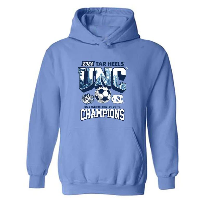 UNC - NCAA Women's Soccer : Alexa Wojnovich - Vintage Carolina Blue Championship Hooded Sweatshirt Hoodie with Mesh Breathable Sporty UNC - NCAA Women's Soccer : Alexa Wojnovich - Vintage Carolina Blue Championship Hooded Sweatshirt Hoodie with Mesh Breathable Sporty