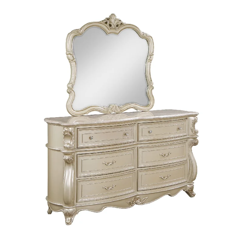Monique - Dresser With Marble Top - Champagne Tunics Fashionable trendy