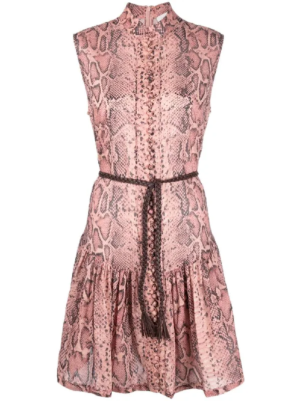 Zimmermann Women's Moonshine Mini Dress, Pink Snake Trendy Tie-Dye Mini Dress