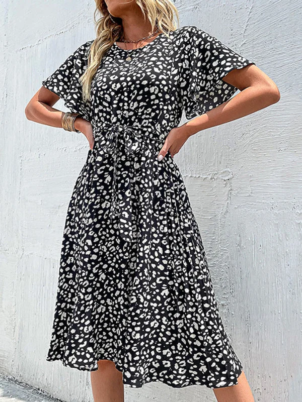 Blue Zone Planet |  Temperament women's black retro floral dress Tunics Winter warm