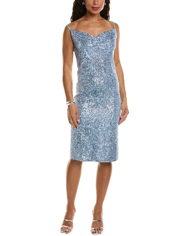 Elie Tahari Cowl Neck Sequin Mini Dress Elegant Floral-Print Mini Dress