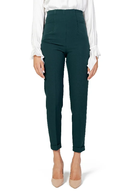 Sandro Ferrone  Womens High Waist Slim Fit Dress Pants Green Cozy Knit Pants