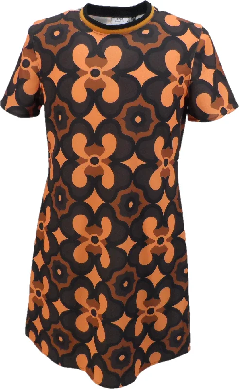 LHM Ladies 60s Retro Mod Vintage Orange/Brown Mini Dress Classic Black Mini Dress