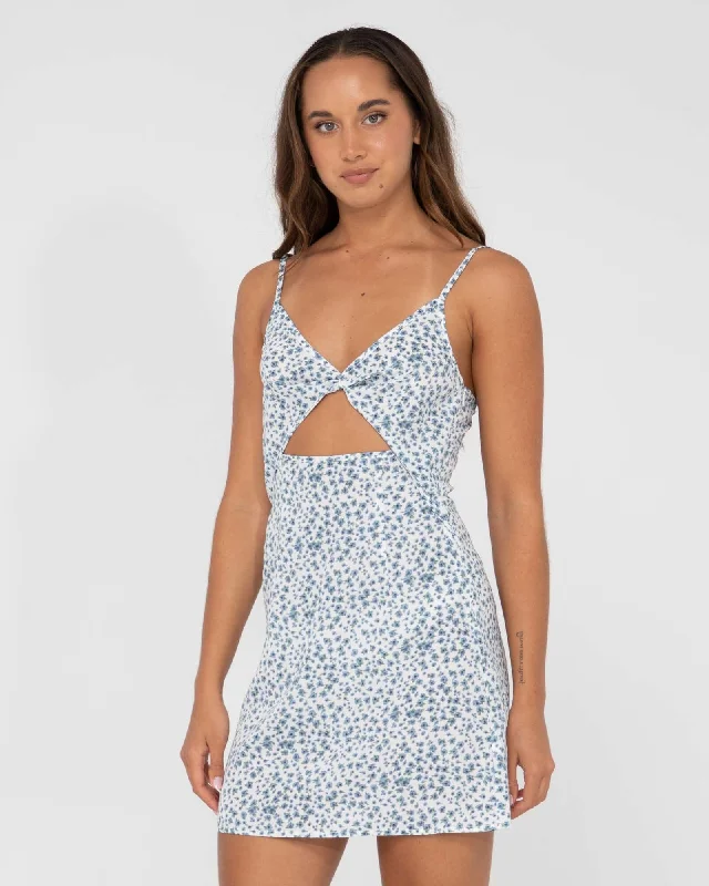 Rusty Balnear Floral Printed Cut Out Mini Dress Cozy Ribbed Mini Dress