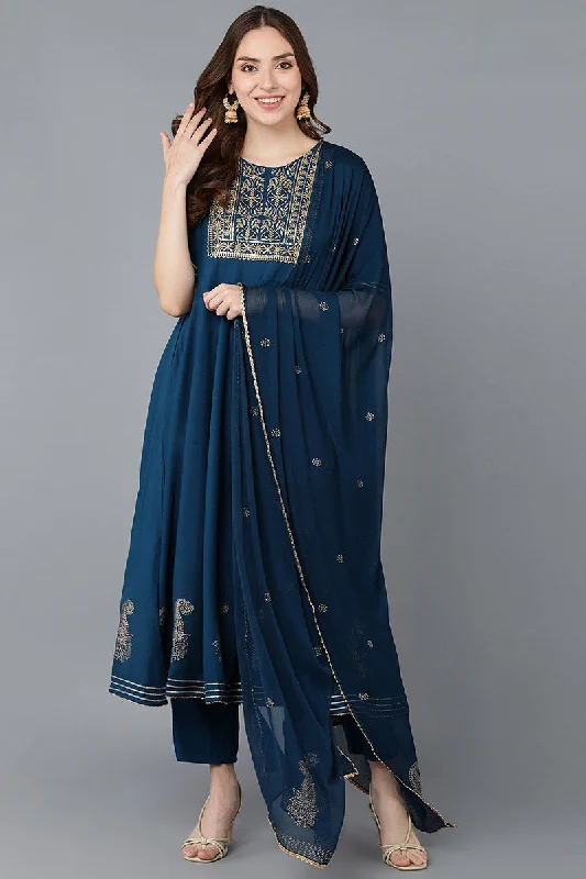 Women's Cotton Embroidered Kurta Pants With Dupatta - Ahika Fashionable Button-Up Pants Women's Cotton Embroidered Kurta Pants With Dupatta - Ahika Fashionable Button-Up Pants