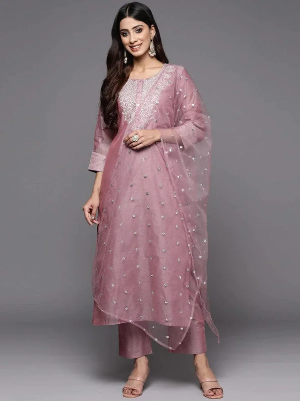 Women's Rose Gold Poly Silk Embroidery Kurta Pant Set With Dupatta - Malishka Export Cozy Jogger Leggings Women's Rose Gold Poly Silk Embroidery Kurta Pant Set With Dupatta - Malishka Export Cozy Jogger Leggings