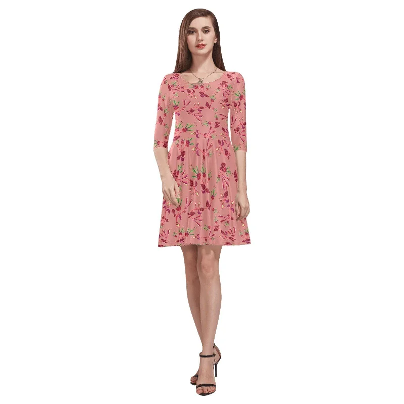 Swift Floral Peach Rouge Remix Tethys Half-Sleeve Skater Dress Tunics Fall fleece