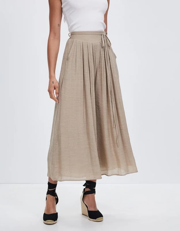 Women's Wide Leg Pants Casual High Waisted Light Brown Loose Fitting Pants by Kaja Clothing - Vanessan Pants Chic Black Leggings