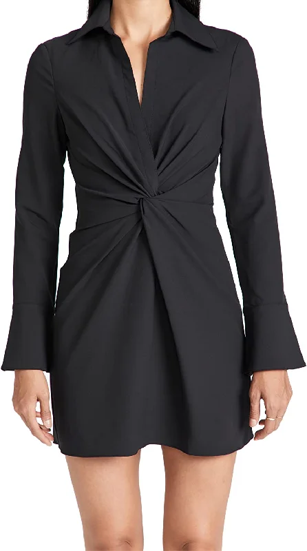 Cinq A Sept Women's Black Ruched Front Polo Collar Mckenna Mini Dress Cozy Cowl Neck Mini Dress Cinq A Sept Women's Black Ruched Front Polo Collar Mckenna Mini Dress Cozy Cowl Neck Mini Dress