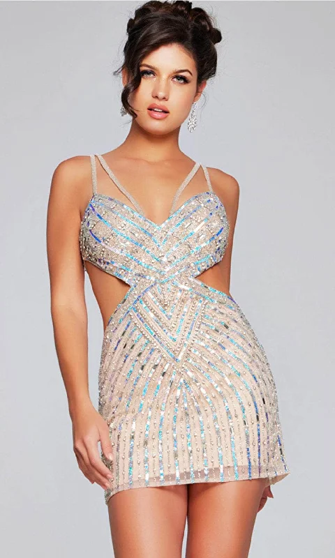 Jovani 400610 - Sleeveless Cut-Out Detailed Cocktail Dress Maxi Flowy Bohemian
