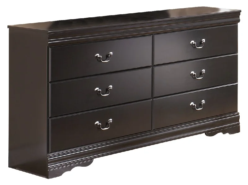 Huey - Black - Six Drawer Dresser Crew Neckline Sporty