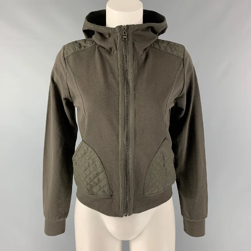 PRADA Size L Olive Mixed Fabrics Hoodie Casual Top Hoodie with Elastic Waist Stretchable Comfortable PRADA Size L Olive Mixed Fabrics Hoodie Casual Top Hoodie with Elastic Waist Stretchable Comfortable