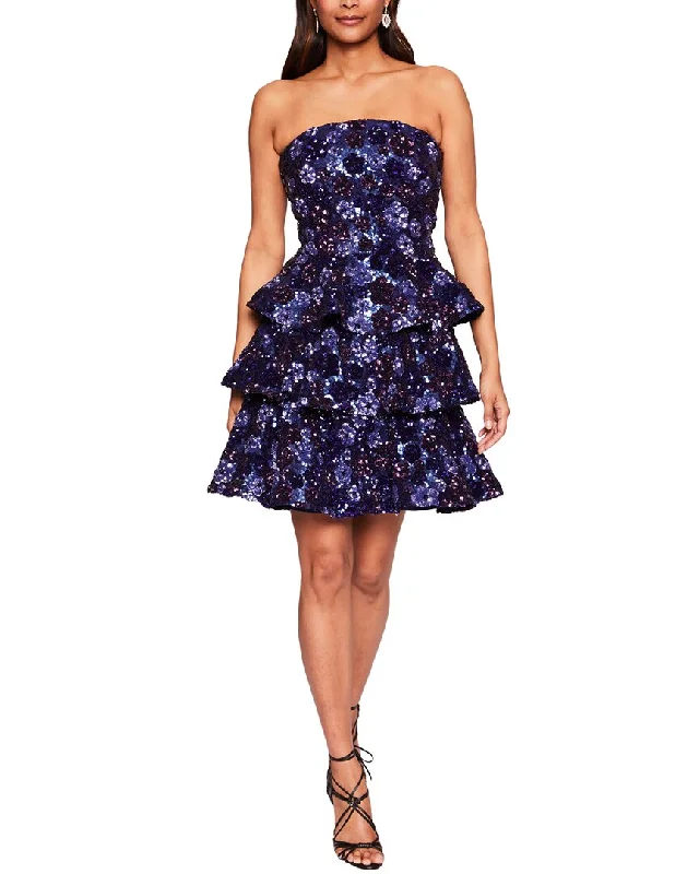 Marchesa Notte Strapless Mini Dress Elegant Velvet Mini Dress