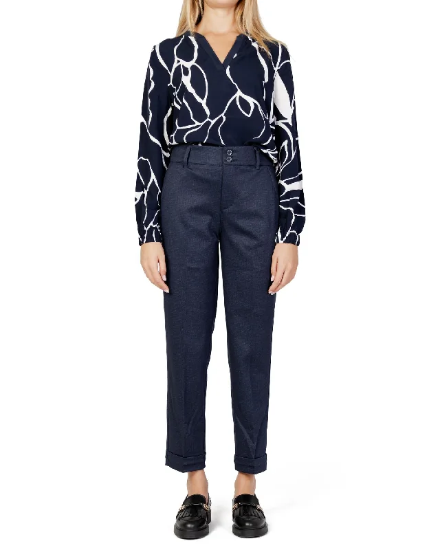 Street One  Women's Straight Leg Pants Blue Classic Bootcut Trousers
