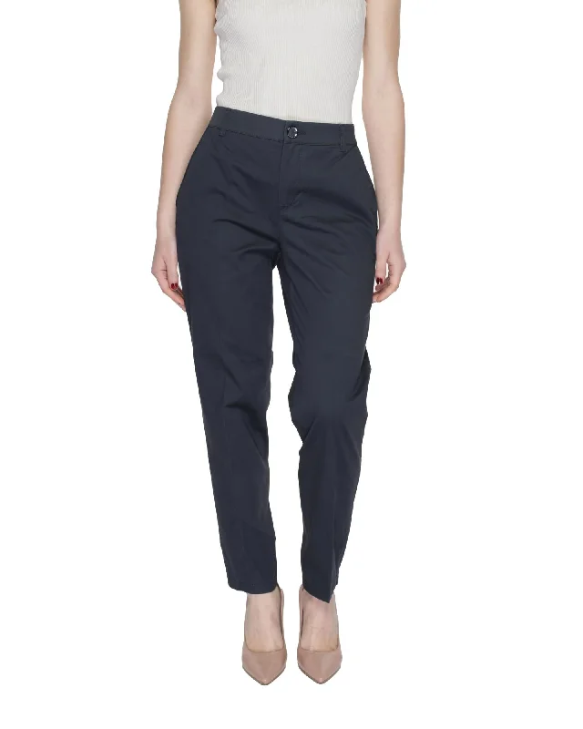 Street One  Women's Straight Leg Pants  Dark Blue Elegant Trouser Pants