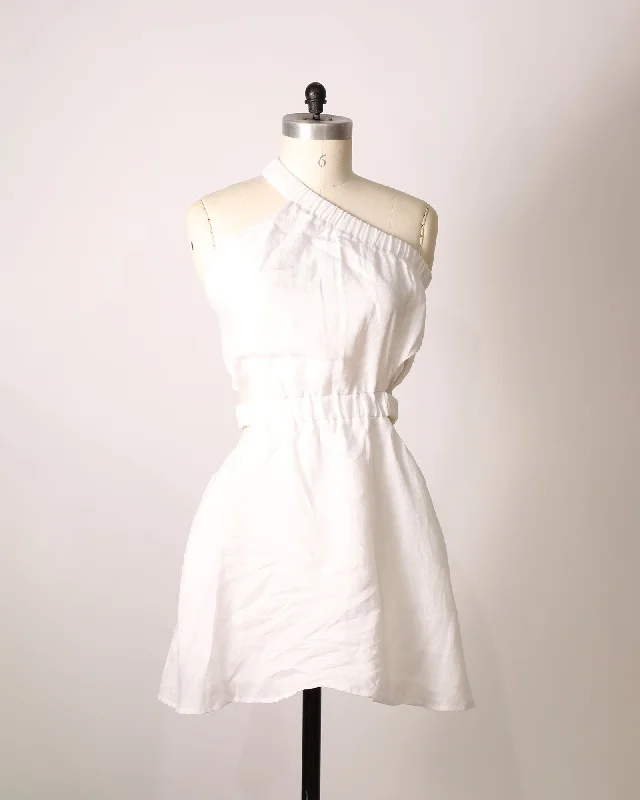 Asymmetrical Mini Dress - White Elegant Off-Shoulder Dress Mini