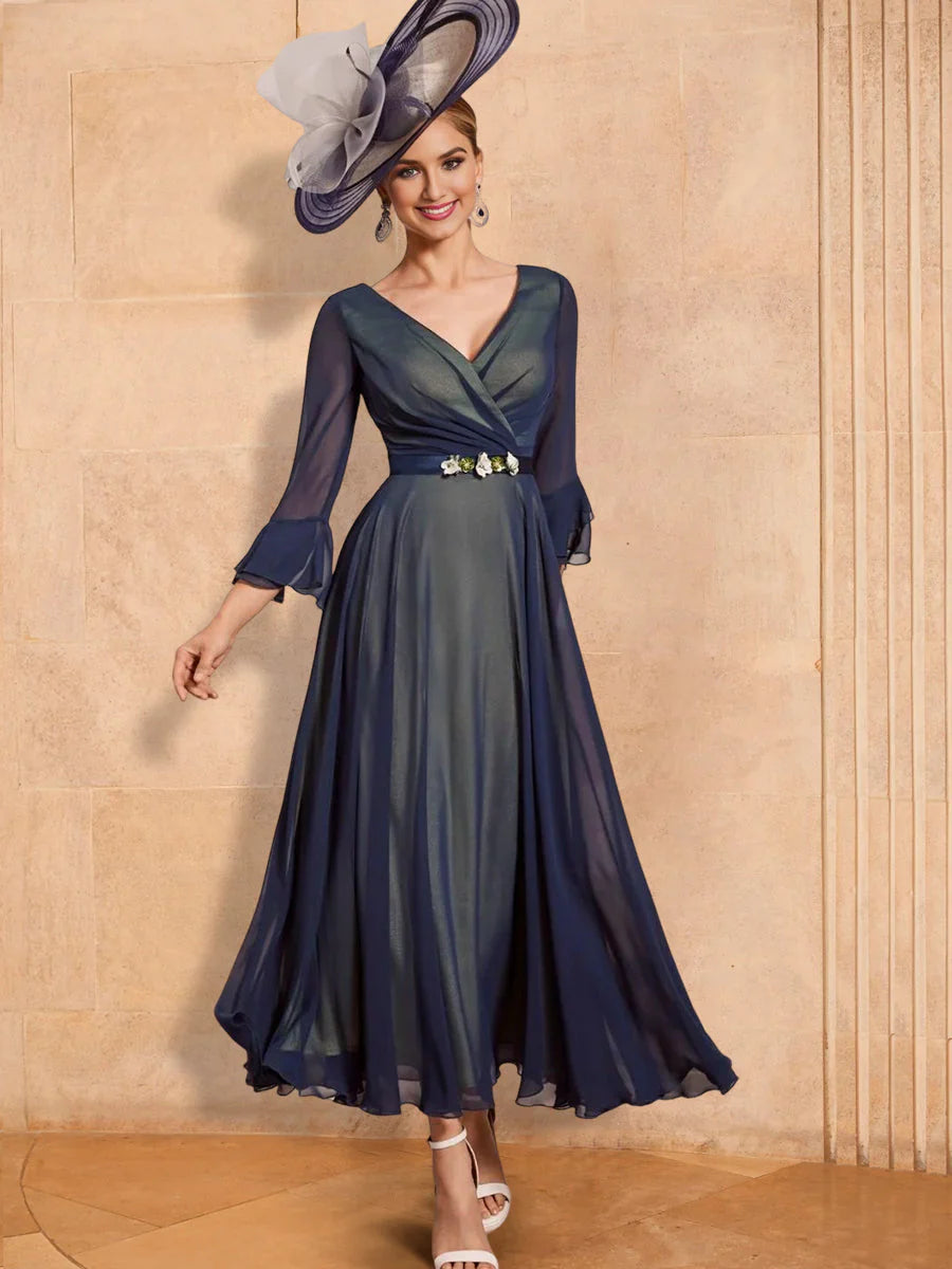 A-line/Princess V-neck and ankle mother of the bride dresses
