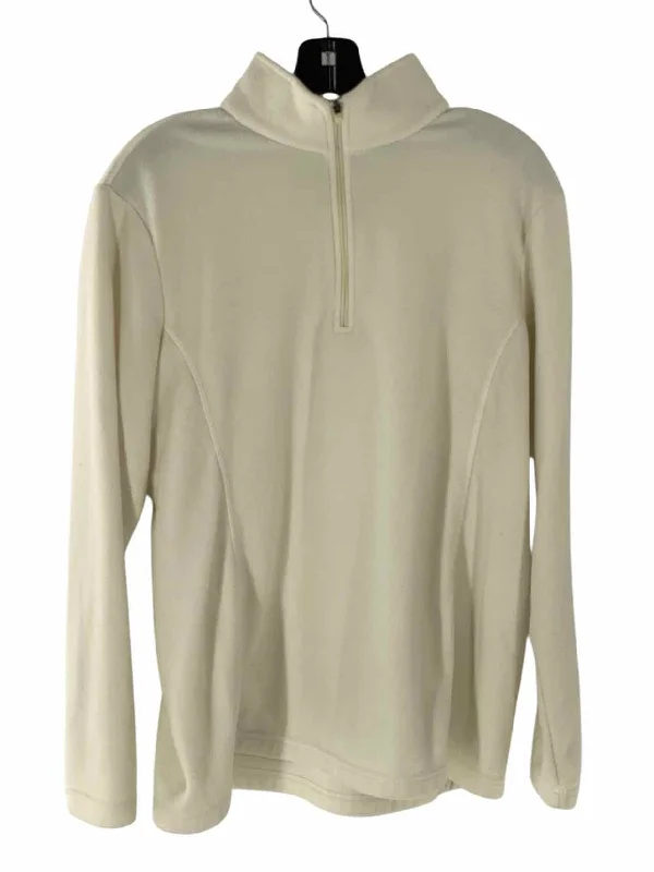 Lands End Size L White Jacket (Outdoor) Zip Front Button Front Snap Front