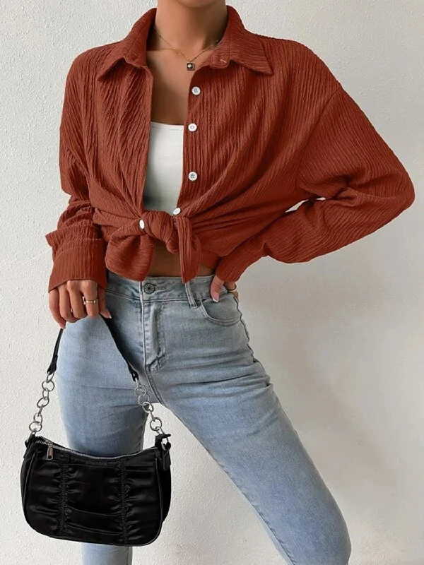 Textured Drop Shoulder Shirt Jacket Satin Jacket Silk Jacket Chiffon Jacket