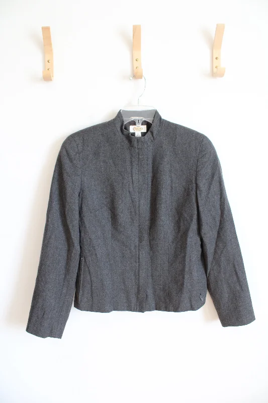 Talbots Gray Full Zip Wool Jacket | 8 Fleece Jacket Down Jacket Feather Jacket