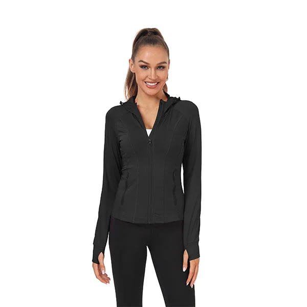 Women's Zip Jacket Hooded Running Sportswear Welt Pockets Slit Pockets Flap Pockets