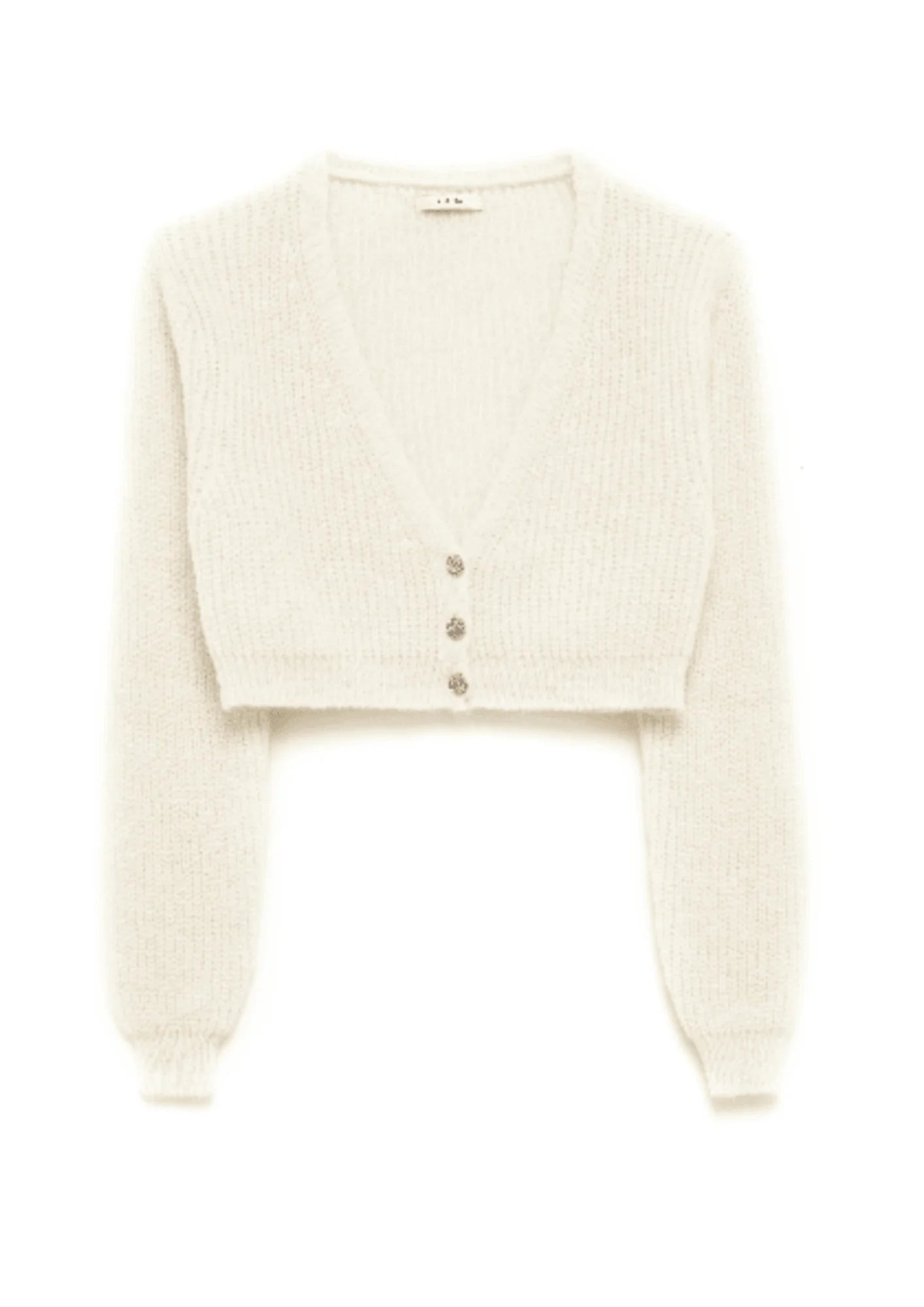 WHITE SHORT CARDIGAN Satin Blend Silk Blend Wool Blend