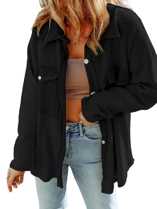 Casual Long Sleeve Cardigan Jacket Herringbone Houndstooth Plaid
