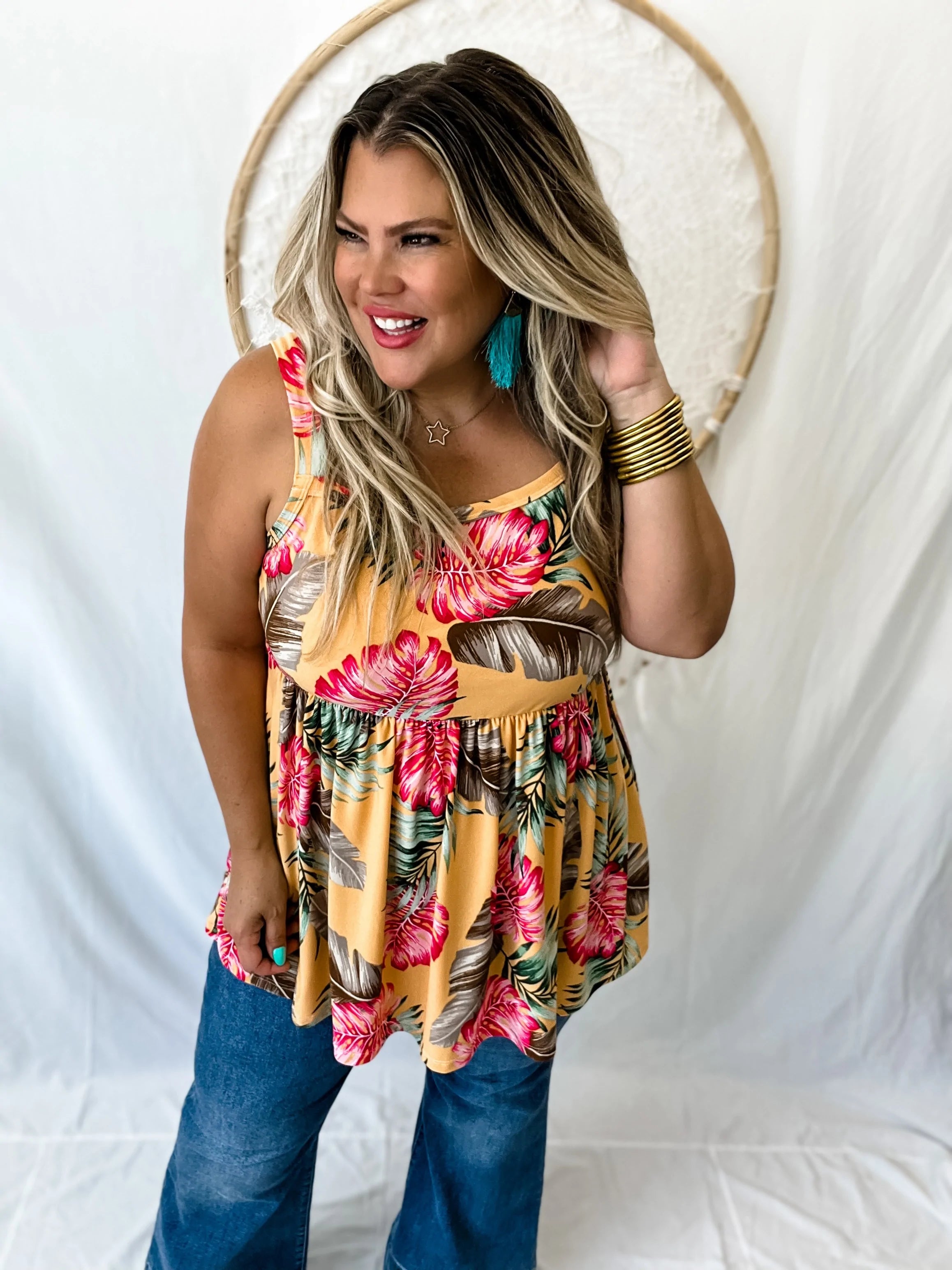Take Me to the Islands Tropical Floral Tank Top white tank top