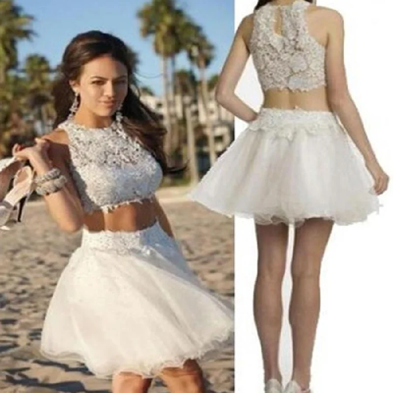 Popular white lace two pieces tight country freshman homecoming prom gowns dress,BD0093 Popular white lace two pieces tight country freshman homecoming prom gowns dress,BD0093