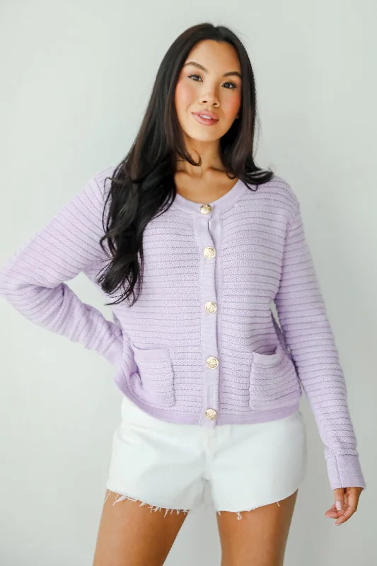 FINAL SALE - Feeling So Cute Lavender Sweater Cardigan Wool Cardigan Cotton Cardigan Cashmere Cardigan