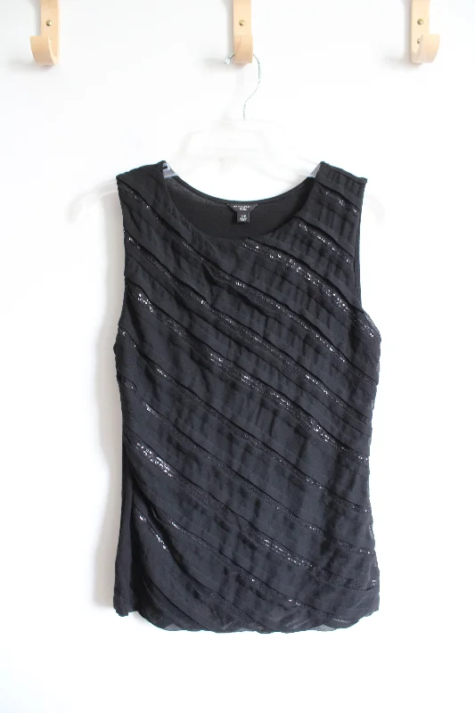 Ann Taylor Sequined Diagonal Striped Tank Top | M Petite lemon yellow tank