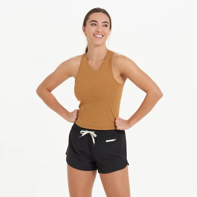 VUORI Women's Mudra Pylo Tank Dark Golden Heather cozy tank top