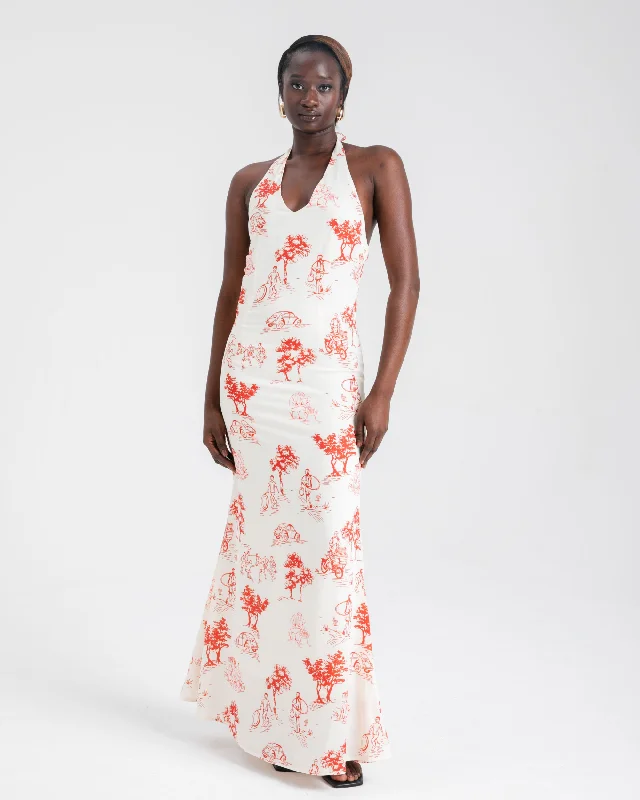 ALO PRINT HALTER-NECK DRESS