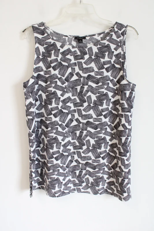 Ann Taylor Gray & White Patterned Tank | M fitness tank top