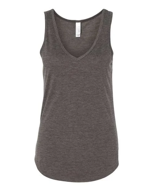 BELLA + CANVAS - Women's Flowy V-Neck Tank - 8805 Dark Gray Heather black tank top