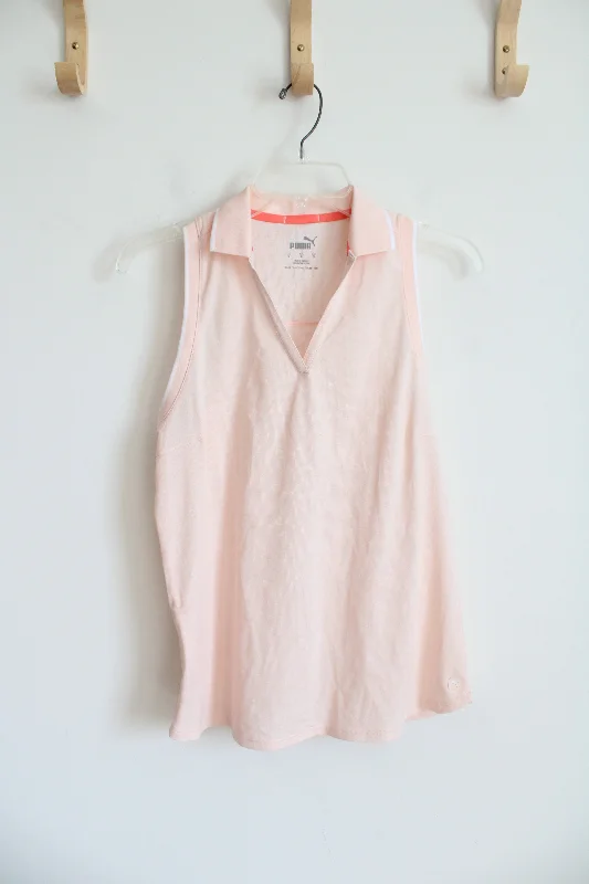 Puma Light Pink Collared Athletic Tank | S crew neck tank