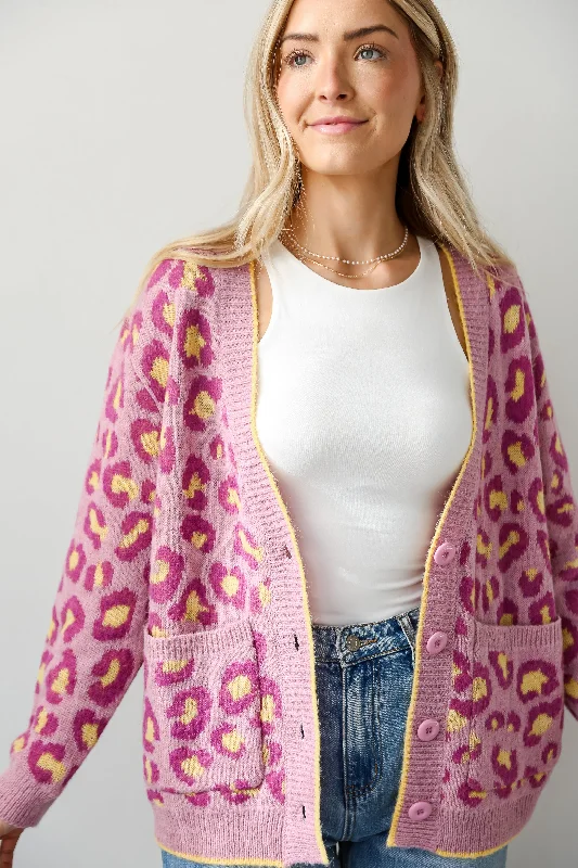 FINAL SALE - Going My Own Way Lavender Leopard Sweater Cardigan Spandex Rayon Corduroy FINAL SALE - Going My Own Way Lavender Leopard Sweater Cardigan Spandex Rayon Corduroy