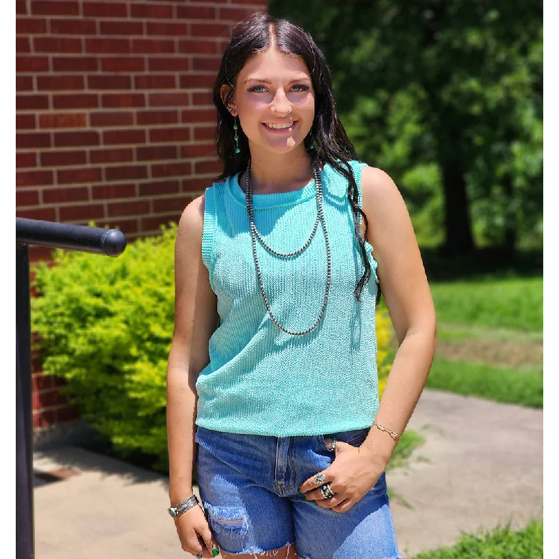 Women's Mint Ribbed Tank sheer tank top