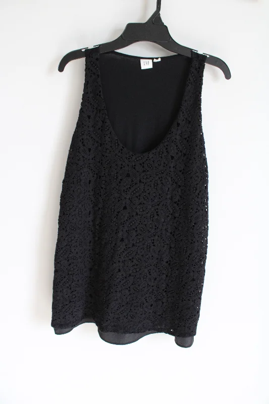 Gap Black Lace Front Tank | M v-neck tank top