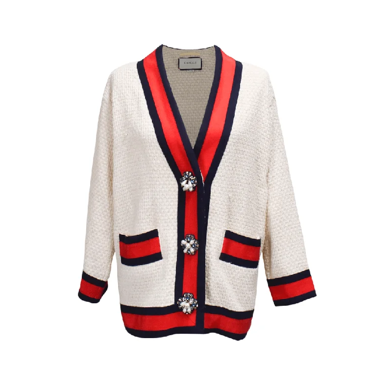Gucci Cardigan - Women's S Solid Color Striped Floral Print