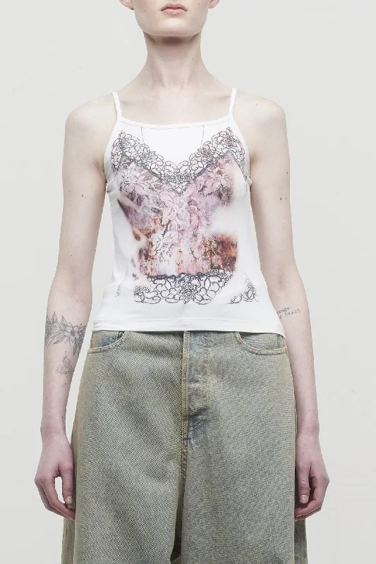 Y/Project Lace Print Tank Top low neck tank