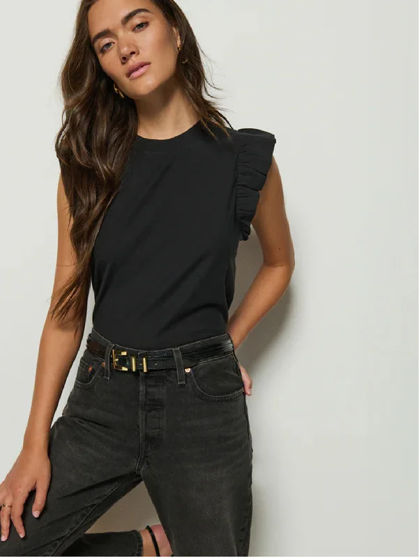 Paulette Tank - Jet Black peekaboo tank top