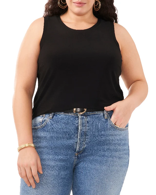 Plus-Size Back Keyhole Tank Top print tank top