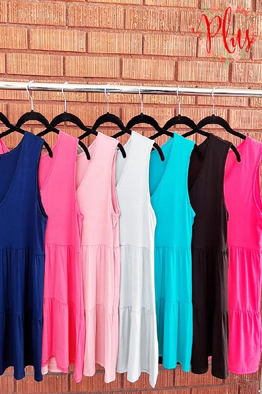 Neon Pink Tiered Tank black tank top