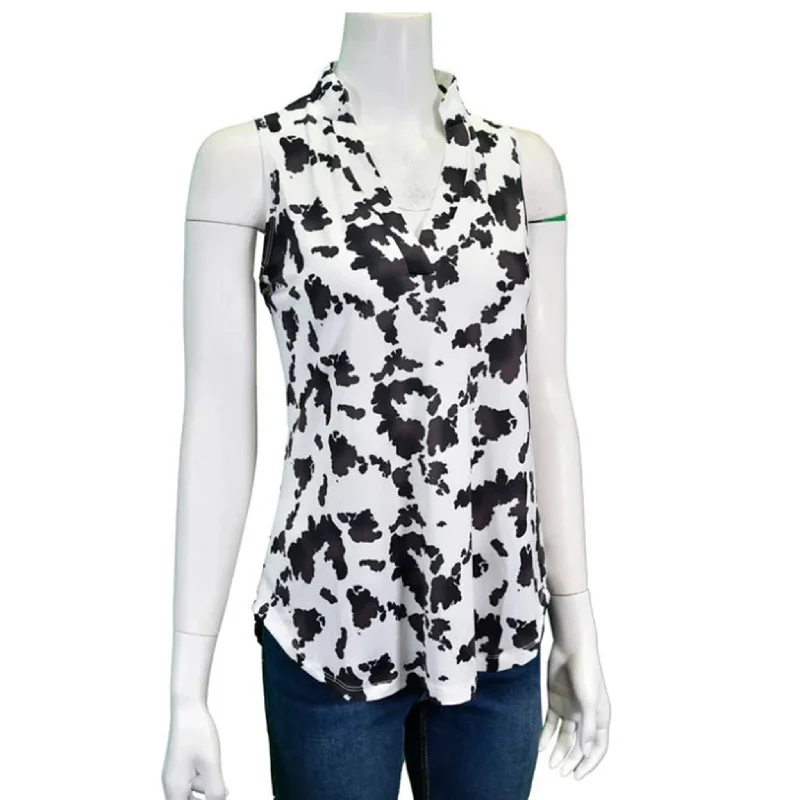 Cowboy Hardware Women's Cow Print Hi Lo Tank cropped tank top