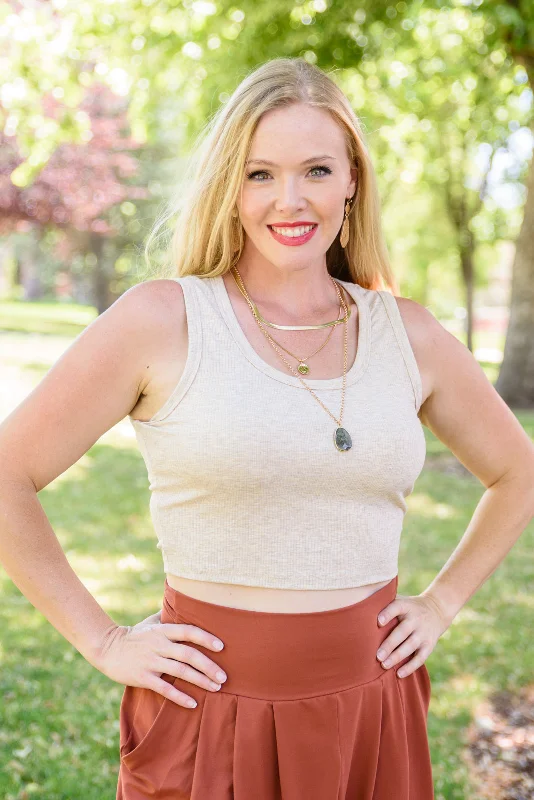 Oatmeal "Kelly" Crop Tank Top activewear tank top