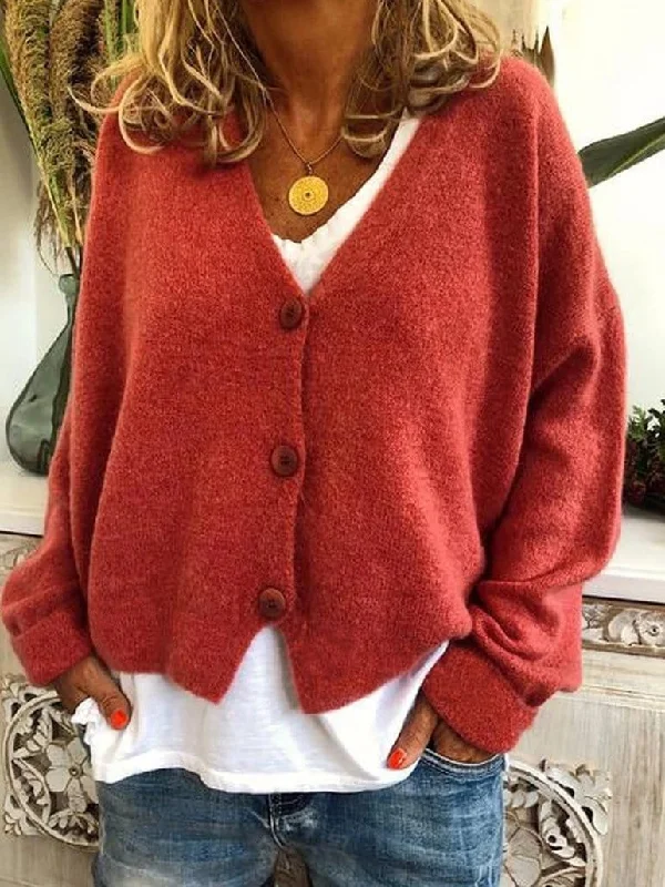 Lightweight Knit Cardigan Sweater Ribbed Striped Patterned